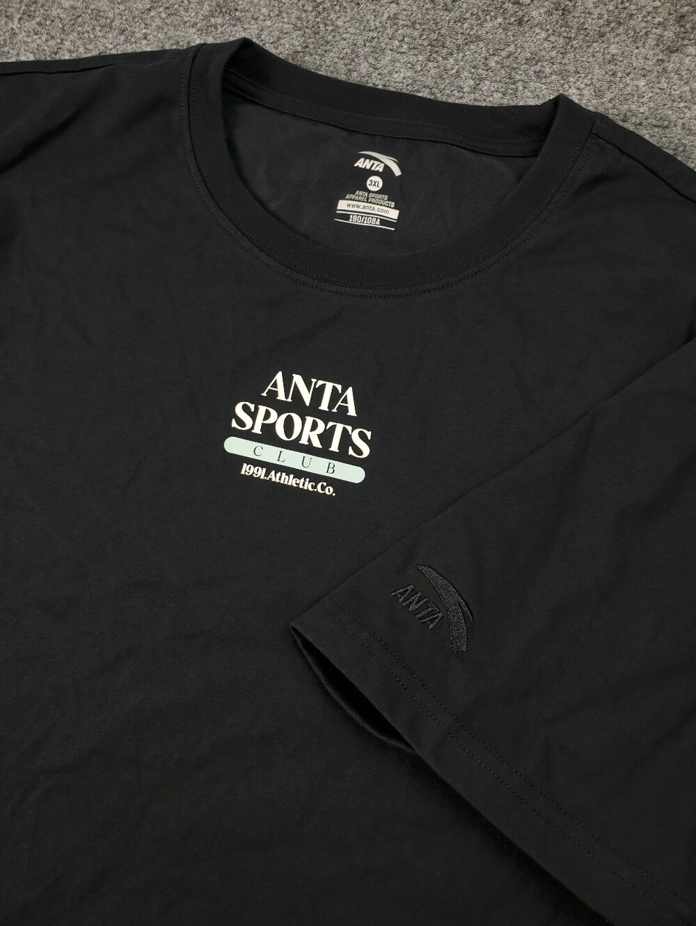 Anta Sports Club T Shirt Mens Size 3XL Short Sleeve Athletic Basketball Black